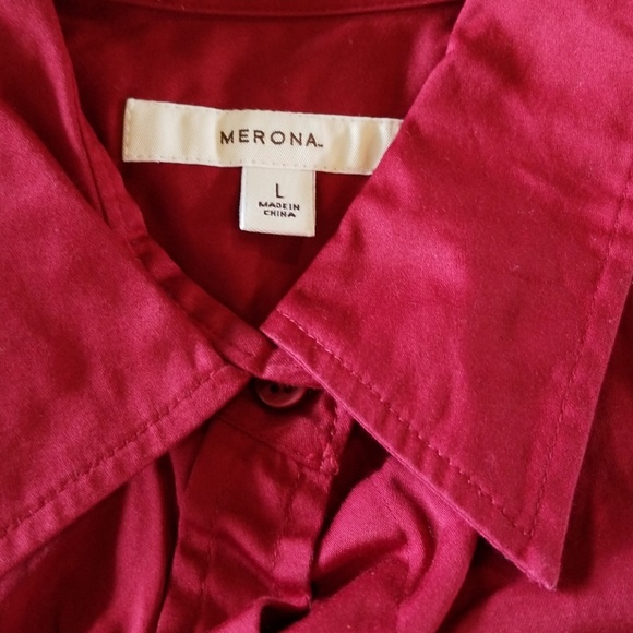 3 for $20 Merona red oxford button down top size L - Picture 2 of 6